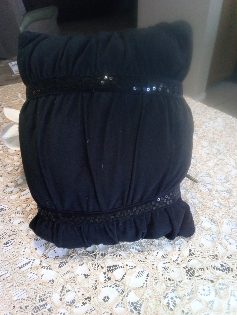 Black Velvet Sequin Accent Pillow - Elegant Home Accent